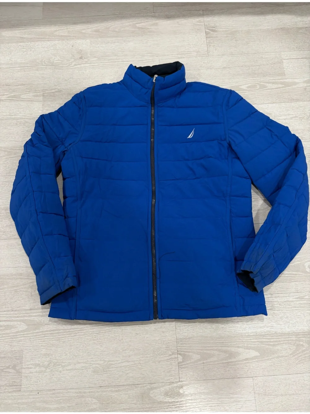 Nautica Blue Mens Reversible Quilt Puffer Full Zip Up Jacket SIZE M